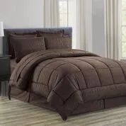 3 Pieces 8 Pieces Embossed Vine Comforter Set King Size In Chocolate - Comforters & Bed Sets
