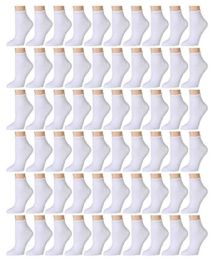 120 Bulk Women White No Show Sport Ankle Socks, Cotton Size 9-11