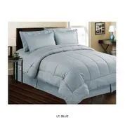3 Pieces 8 Pieces Set Embossed In A Bag Queen Size In Blue - Comforters & Bed Sets