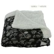 12 Wholesale Silver Flower Microplush Throw Size In Black