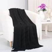 6 Pieces Pietra Acrylic Throws In Black - Fleece & Sherpa Blankets