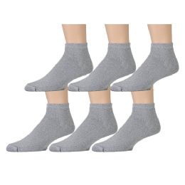 6 Bulk Yacht & Smith Men's Cotton Sport Ankle Socks Size 10-13 Solid Gray