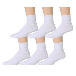 6 Pairs Yacht & Smith Women's Cotton Ankle Socks White Size 9-11 - Womens Ankle Sock