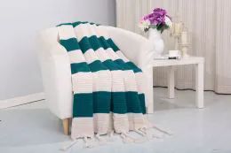 6 Pieces Vintage Acrylic Throws In Teal - Fleece & Sherpa Blankets