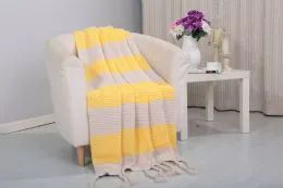 6 Wholesale Vintage Acrylic Throws In Yellow
