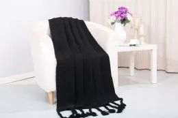 6 Pieces Camilla Acrylic Throws In Black - Fleece & Sherpa Blankets