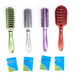 48 Units of Metallic Hair Brush - Hair Brushes & Combs