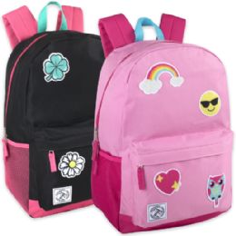 24 Pieces 18 Inch Patches Backpack With Side Pockets - Backpacks 18" or Larger