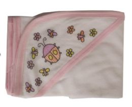 16 Bulk Hooded Terry Bath Towel With Prints & Colored Trim