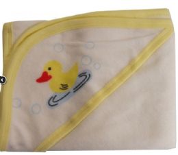 16 Pieces Hooded Terry Bath Towel With Prints & Colored Trim - Baby Accessories