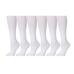 6 Pairs 6 Pairs Of Girls Knee High Socks, Cotton, Flat Knit, School Socks (7 - 8.5,ivory) - Womens Knee Highs