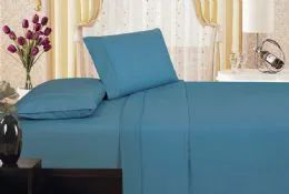 12 Wholesale Embossed Vine Sheet Set Queen Size In Mid Blue