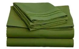 12 Wholesale 2 Line Hotel Embroidery Sheet Set Queen Size In Green