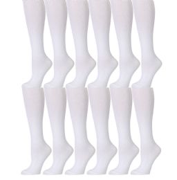 Yacht & Smith Girls Cotton Knee High White Socks