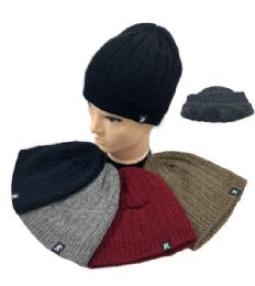 36 Pieces Plush Lined Knit Beanie Ribbed Solid Colors - Winter Beanie Hats