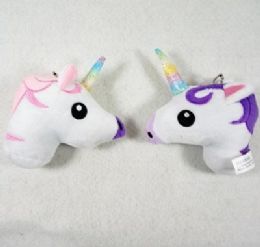 36 Wholesale Plush Unicorn Head Key Chain Toy