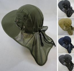 12 Units of Legionnaires Hat Solid Color With Mesh Sides Mesh Flap - Hunting Caps