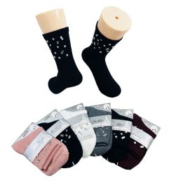 36 Pairs Ladies Fashion Socks Mirrored Gems - Womens Crew Sock