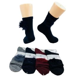 36 Pairs Ladies Fashion Socks [fur Ball] - Womens Crew Sock
