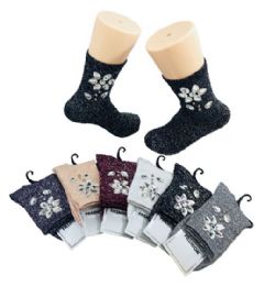 48 Pairs Ladies Fashion Socks Flower Gems Sparkle - Womens Knee Highs
