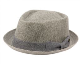 12 Wholesale Linen/cotton Fedora Hats With Band