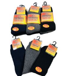 60 Pairs Mens Thermal Crew Socks Size 10-13 Assorted Colors With Brushed Interior - Mens Thermal Sock