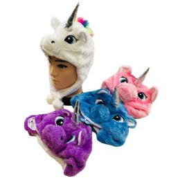 24 Wholesale Plush Unicorn Hat Short