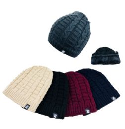 36 Pieces Plush Lined Knit Beanie - Winter Beanie Hats