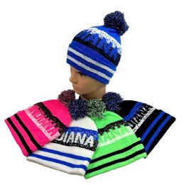 48 Pieces Indiana Pom Pom Knit Hat - Winter Beanie Hats