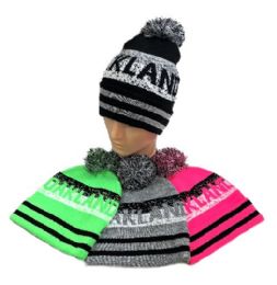 48 Pieces Oakland Pom Pom Knit Hat - Winter Beanie Hats