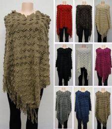 24 Wholesale Knitted Shawl With Fringe Textured