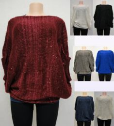 24 Wholesale Knitted Shawl With Sequins