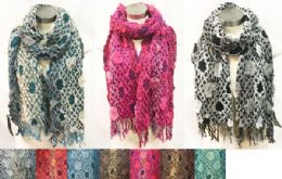 12 Wholesale Puffy Multicolor Bamboo Scarves