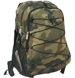 24 Wholesale 18.5" Backpack With Bungee Cord In Camouflage