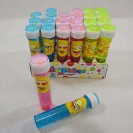 48 Wholesale Bubble WanD-Emoji Bottle With Maze Toy [6.5"]
