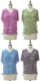 24 Pieces Women's ShorT-Sleeve V-Neck Top - Womens Fashion Tops