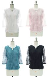 24 Pieces Women's Lace Shell Top - Womens Fashion Tops