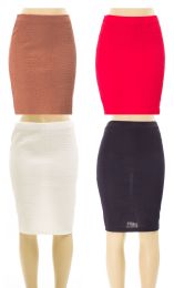 24 Wholesale Women's Solid Color Snakeskin Pencil Skirts