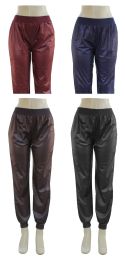24 Units of Women's Faux Leather Jogger Pants - Womens Pants