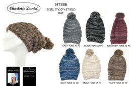 60 Pieces Marled Slouch Pom Pom Winter Beanie - Fashion Winter Hats