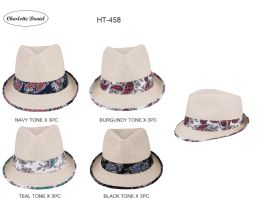 60 Wholesale Paisley Woven Fedora Hat