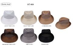 60 Wholesale Mesh Woven Fedora Hats Unisex