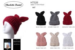 36 Pieces Slouch Pom Pom Winter Beanie With Rabbit Ears - Fashion Winter Hats
