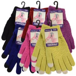 36 Wholesale Winter Ladies Sensitive Touch Glove Assorted Colors