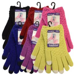 36 Wholesale Winter Ladies Sensitive Touch Glove Assorted Colors