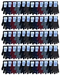 60 Pairs Yacht & Smith Men's Winter Gloves, Magic Stretch Gloves In Assorted Solid Colors - Knitted Stretch Gloves