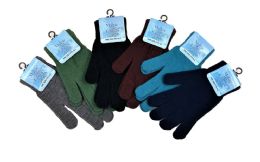 72 Wholesale Mens Stretch Knit Magic Gloves Assorted Colors