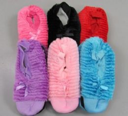 120 Pairs Ladies Fuzzy Winter Slipper Socks - Womens Slipper Sock