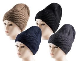 72 Pieces Winter Beanie Hats Unisex Thermal Faux Fur Line - Winter Beanie Hats
