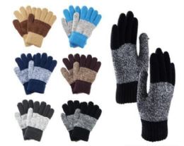 144 Pairs Big Kids Winter Two Tone Pattern Gloves With Fur Inside - Kids Winter Gloves